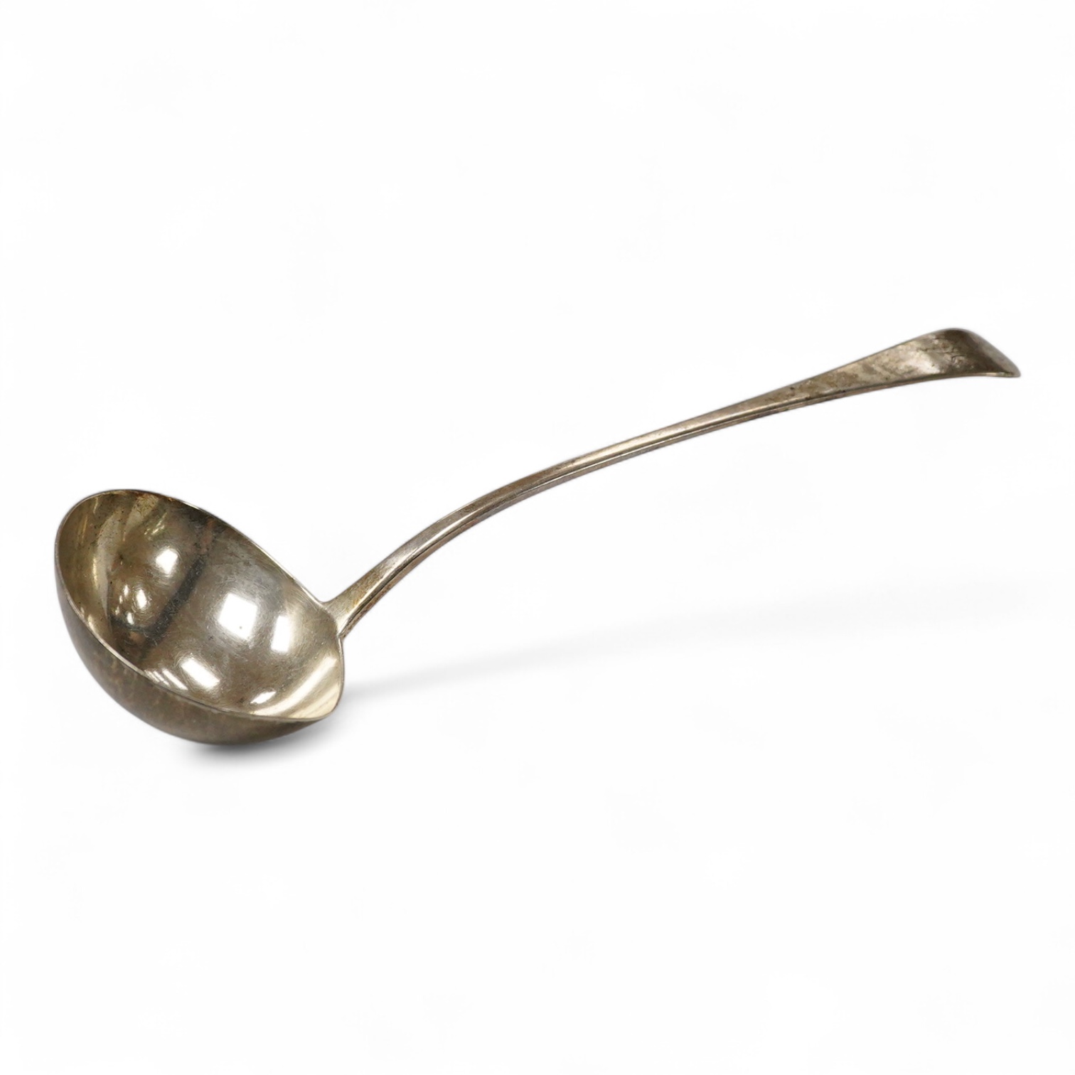 A George III silver Old English pattern soup ladle, by Eley, Fearn & Chawner, London, 1813, 31cm, 5.9oz.